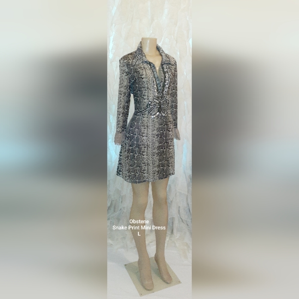 Obstene Snakeprint Shirt Dress Mini L